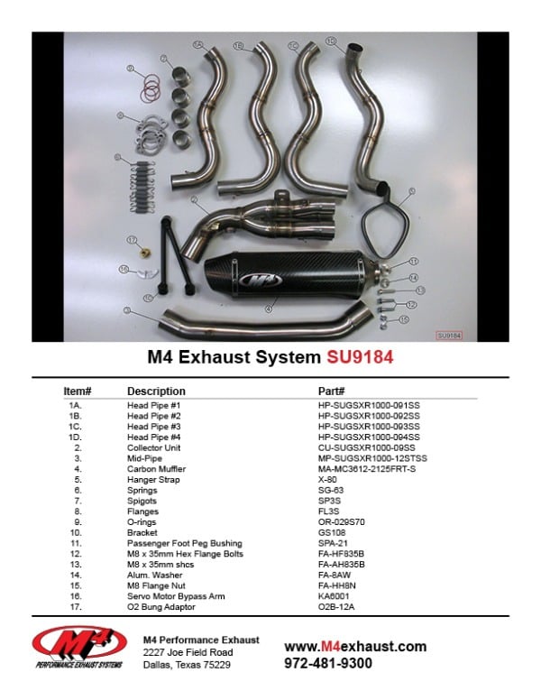 2012-16 Suzuki GSXR 1000 Full System – Carbon MC36 – Shop M4 Exhaust