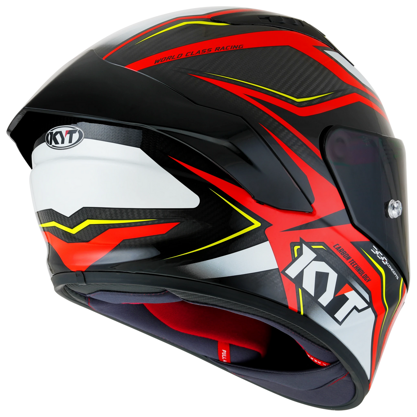KYT NZ-Race Full Face Carbon Motorcycle Helmets| Carbon Stride Red/White | KYT Americas