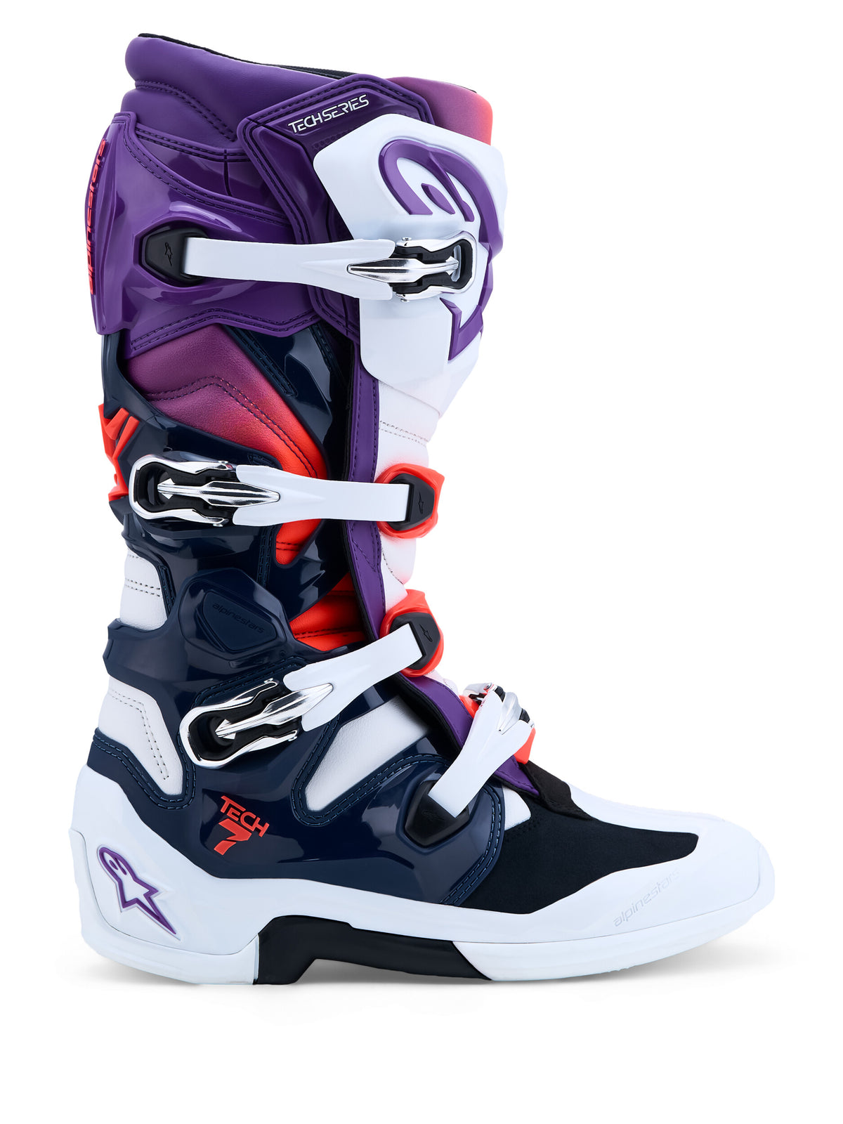 TECH 7 BOOTS PRPL/WHT/DK BLUE/RED FLUO