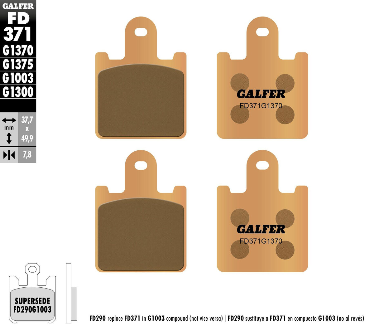Galfer HH Sintered Brake Pads — Compound 1370 — manufacturer catalog photo