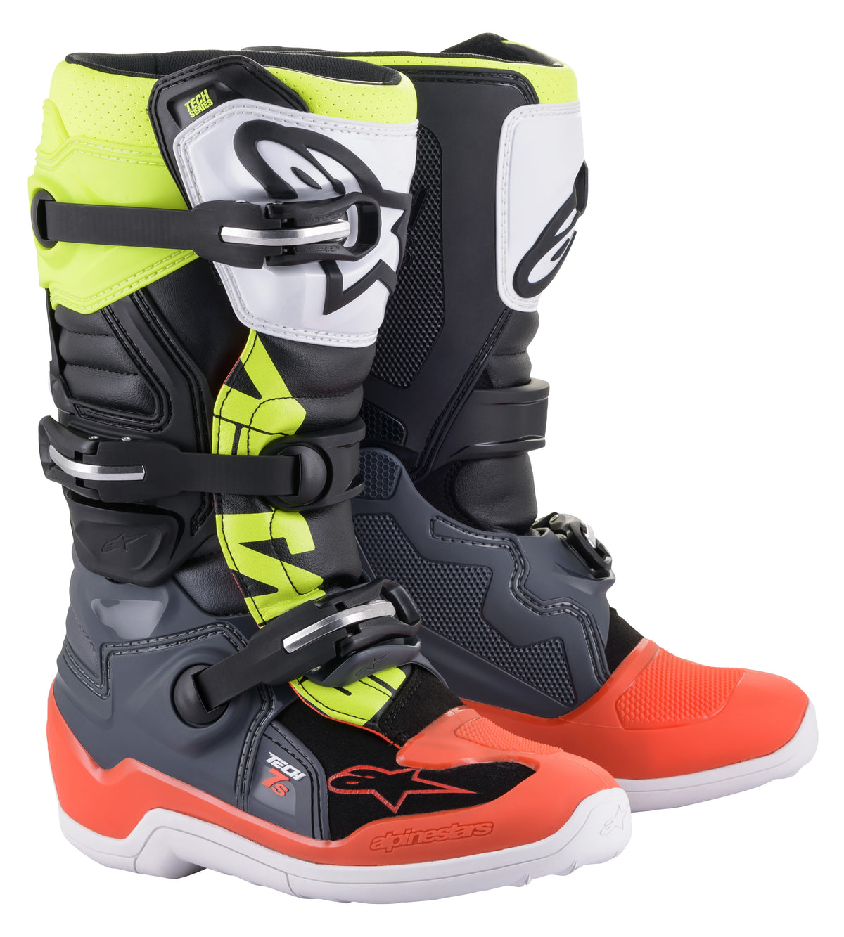 TECH 7S BOOTS DARK GREY/ RED FLUO/YELLOW FLUO