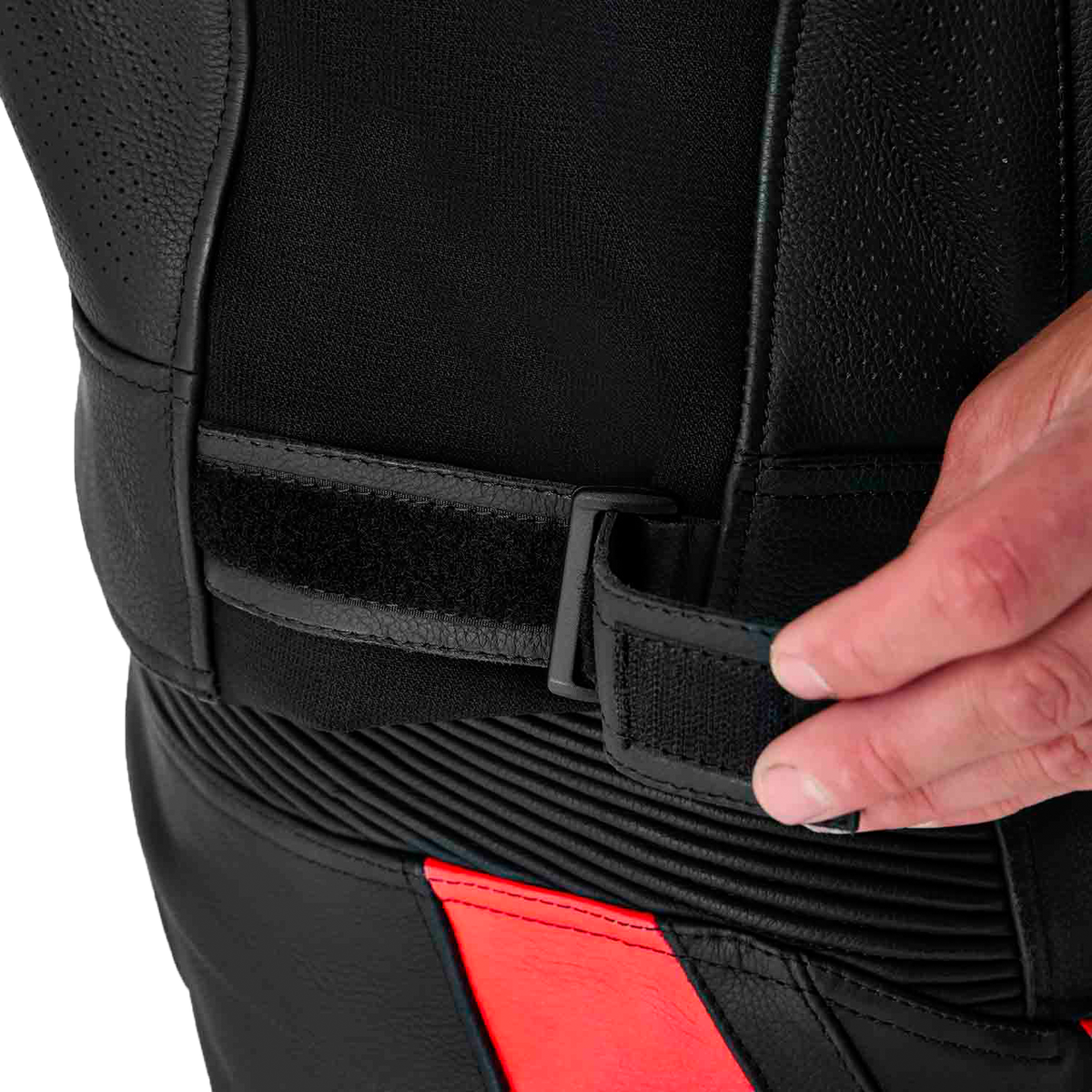 TRACTECH EVO D3O JACKET BLK/FLO RED LEATHER