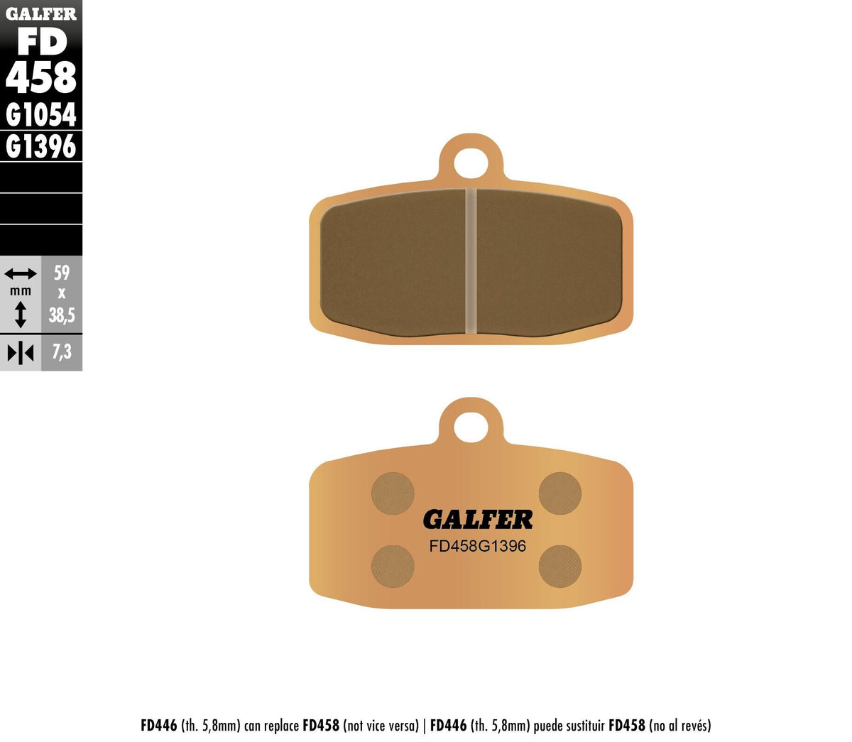 Galfer HH Sintered Brake Pads — Compound 1396 — manufacturer catalog photo