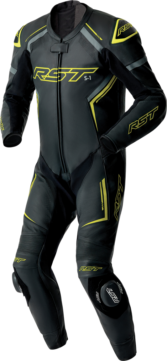 S1 D3O SUIT BLK/GRY/FLO YEL LEATHER