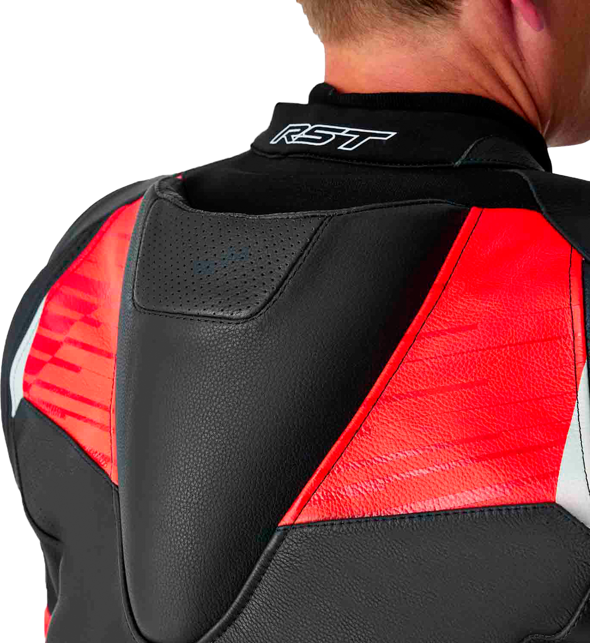 TRACTECH EVO D3O JACKET BLK/FLO RED LEATHER