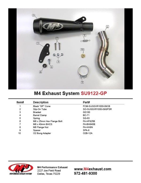 2009-11 Suzuki GSXR 1000 GP Style Slip On System – Black – Shop M4 Exhaust