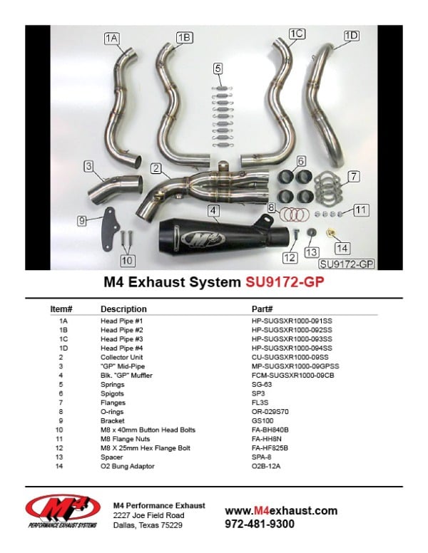 2009-11 Suzuki GSXR 1000 GP Style Full System – Black – Shop M4 Exhaust