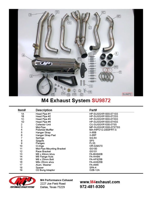 2007-08 Suzuki GSXR 1000 Full System – Polished – Shop M4 Exhaust