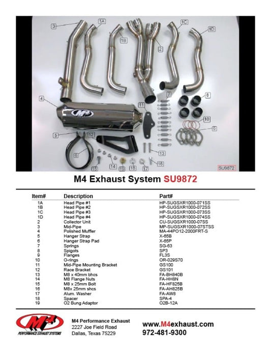 2007-08 Suzuki GSXR 1000 Full System – Polished – Shop M4 Exhaust