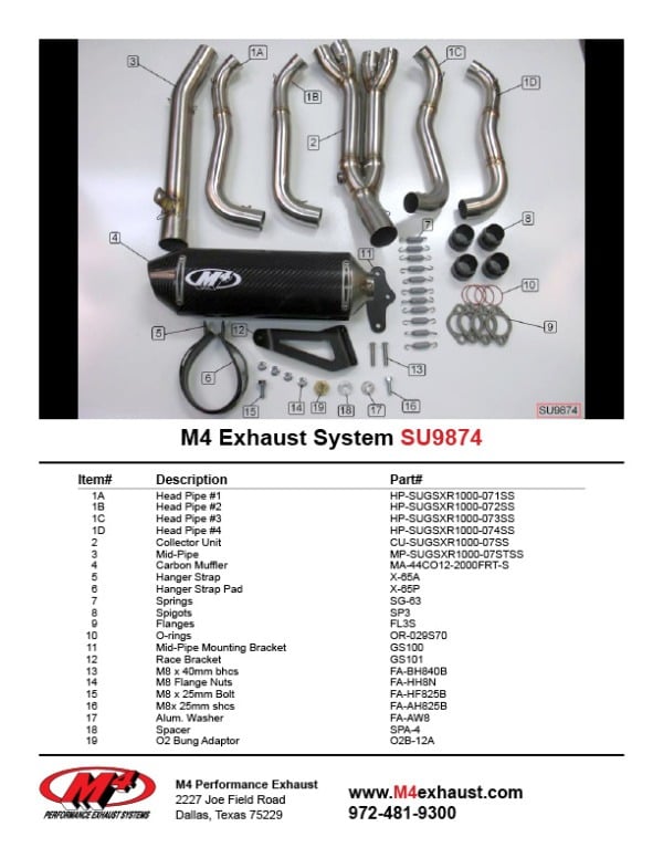 2007-08 Suzuki GSXR 1000 Full System – Carbon – Shop M4 Exhaust
