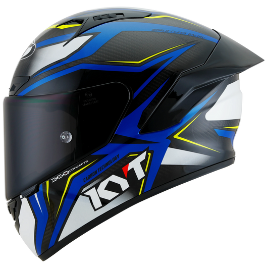 KYT NZ-Race Full Face Carbon Motorcycle Helmets |  Carbon Stride Blue/White | KYT Americas