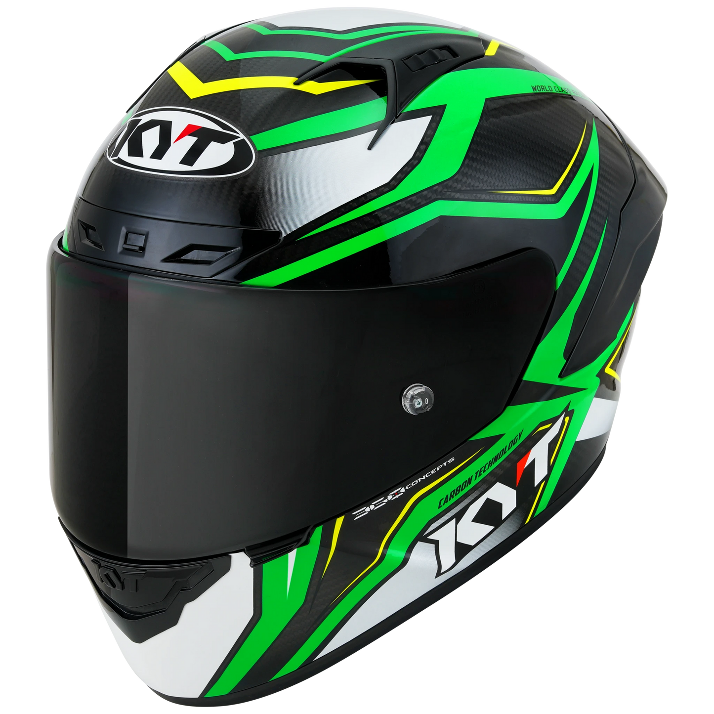 KYT NZ-Race Full Face Carbon Motorcycle Helmets | Carbon Stride Green Fluo | KYT Americas