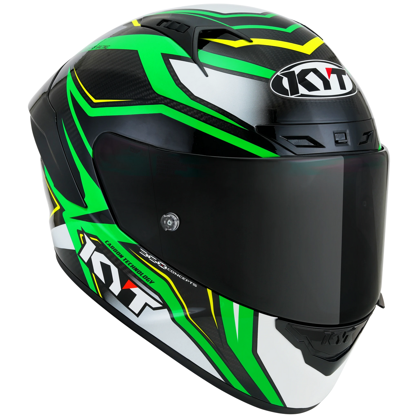 KYT NZ-Race Full Face Carbon Motorcycle Helmets | Carbon Stride Green Fluo | KYT Americas