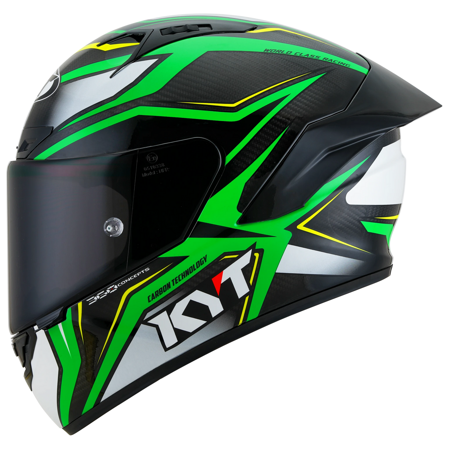 KYT NZ-Race Full Face Carbon Motorcycle Helmets | Carbon Stride Green Fluo | KYT Americas