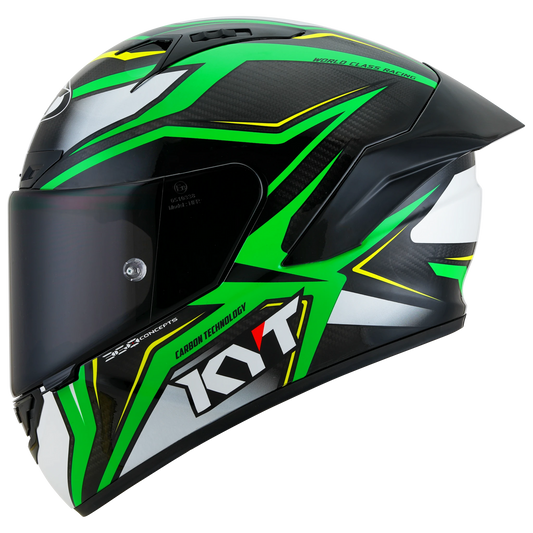 KYT NZ-Race Full Face Carbon Motorcycle Helmets | Carbon Stride Green Fluo | KYT Americas