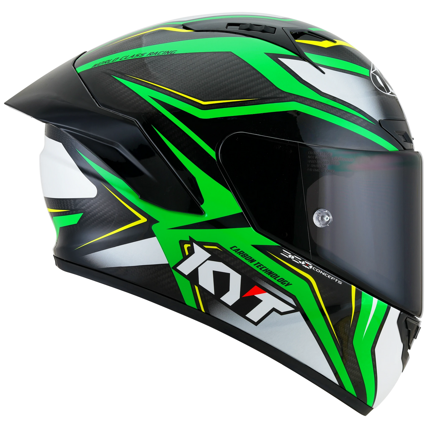 KYT NZ-Race Full Face Carbon Motorcycle Helmets | Carbon Stride Green Fluo | KYT Americas