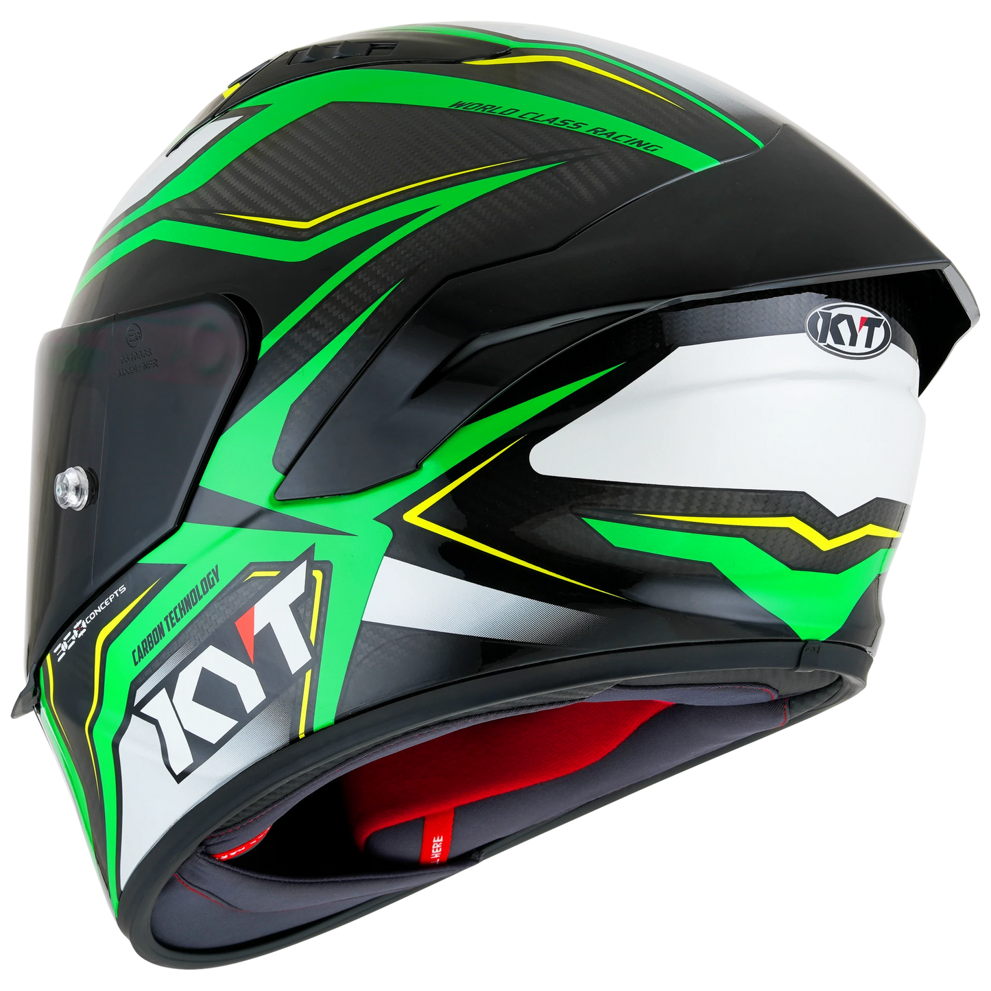 KYT NZ-Race Full Face Carbon Motorcycle Helmets | Carbon Stride Green Fluo | KYT Americas