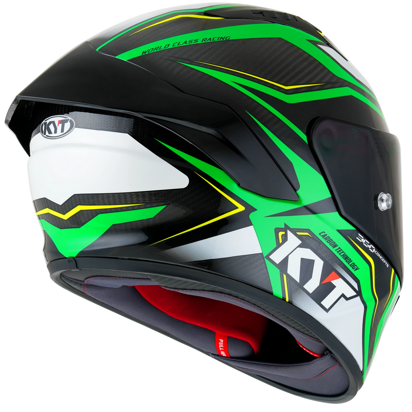 KYT NZ-Race Full Face Carbon Motorcycle Helmets | Carbon Stride Green Fluo | KYT Americas
