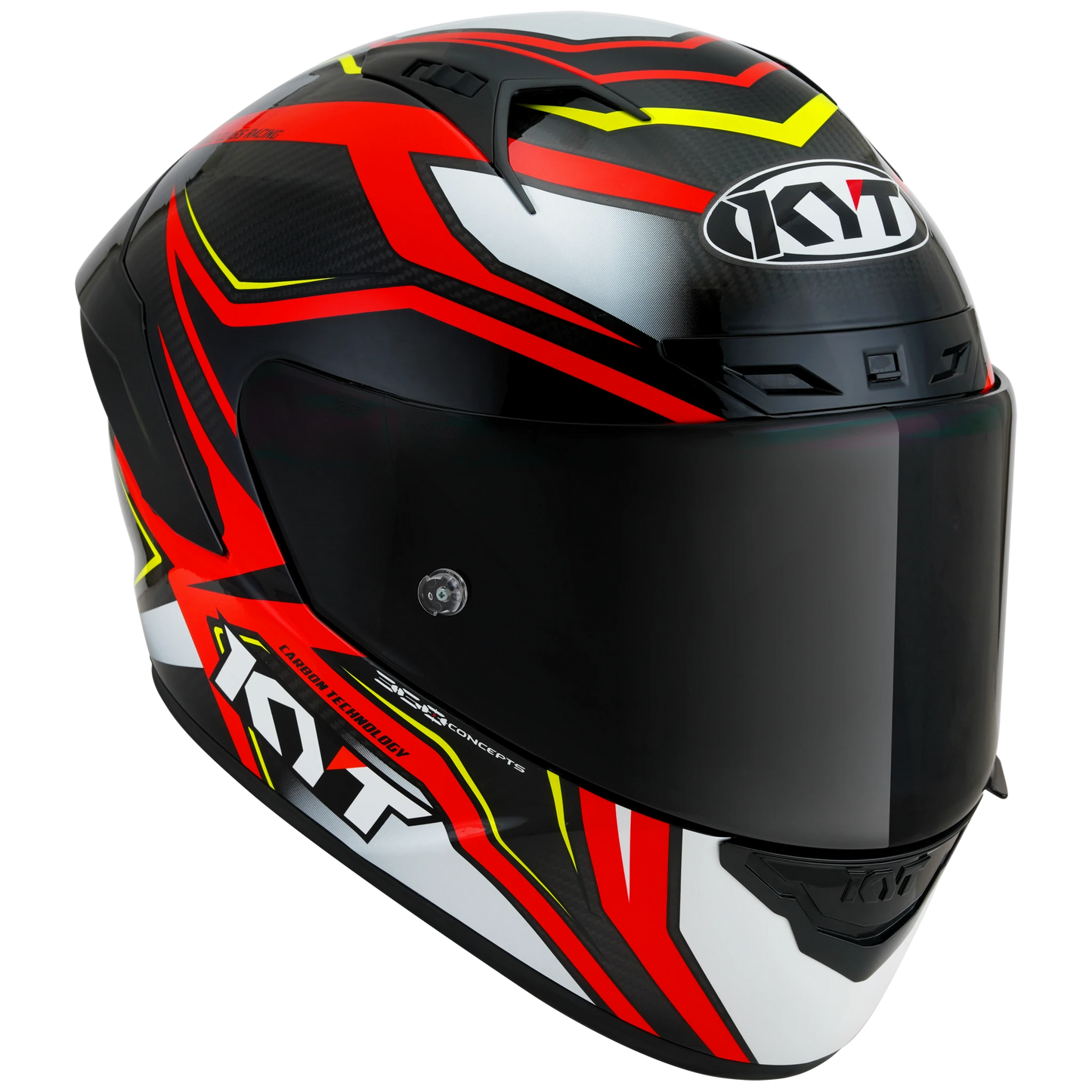 KYT NZ-Race Full Face Carbon Motorcycle Helmets| Carbon Stride Red/White | KYT Americas