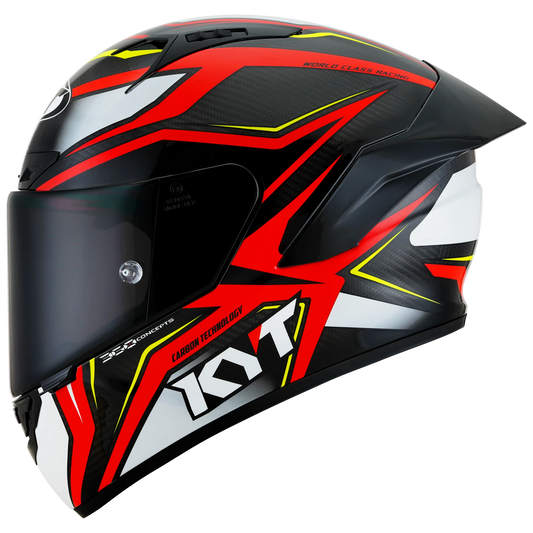 KYT NZ-Race Full Face Carbon Motorcycle Helmets| Carbon Stride Red/White | KYT Americas