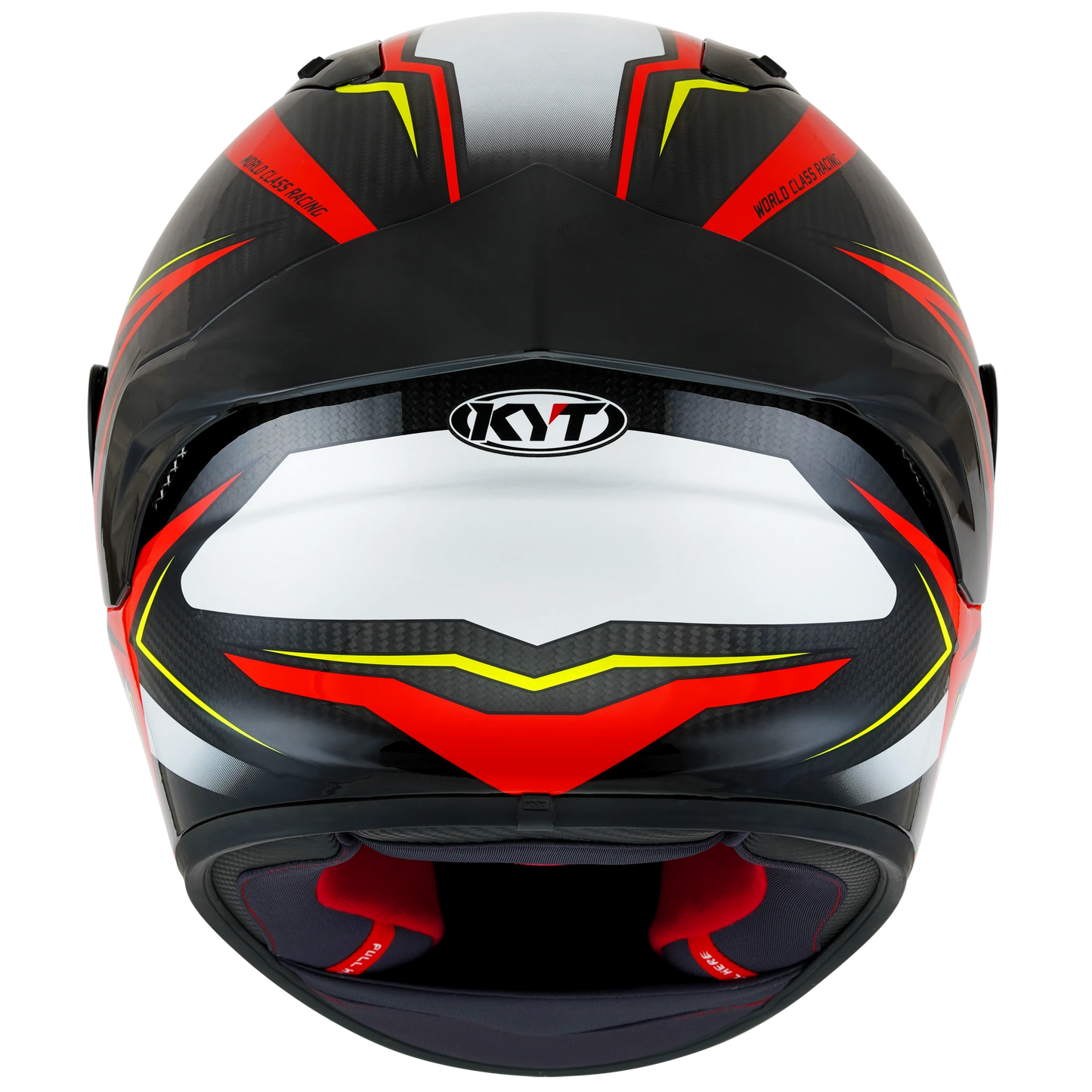 KYT NZ-Race Full Face Carbon Motorcycle Helmets| Carbon Stride Red/White | KYT Americas