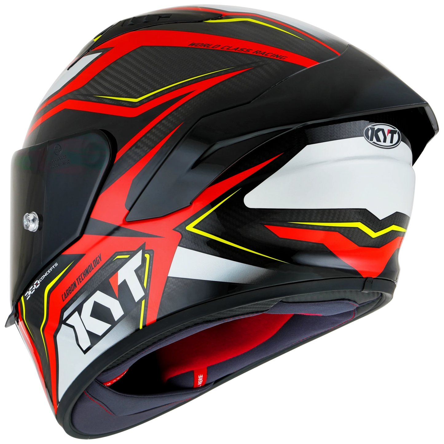 KYT NZ-Race Full Face Carbon Motorcycle Helmets| Carbon Stride Red/White | KYT Americas