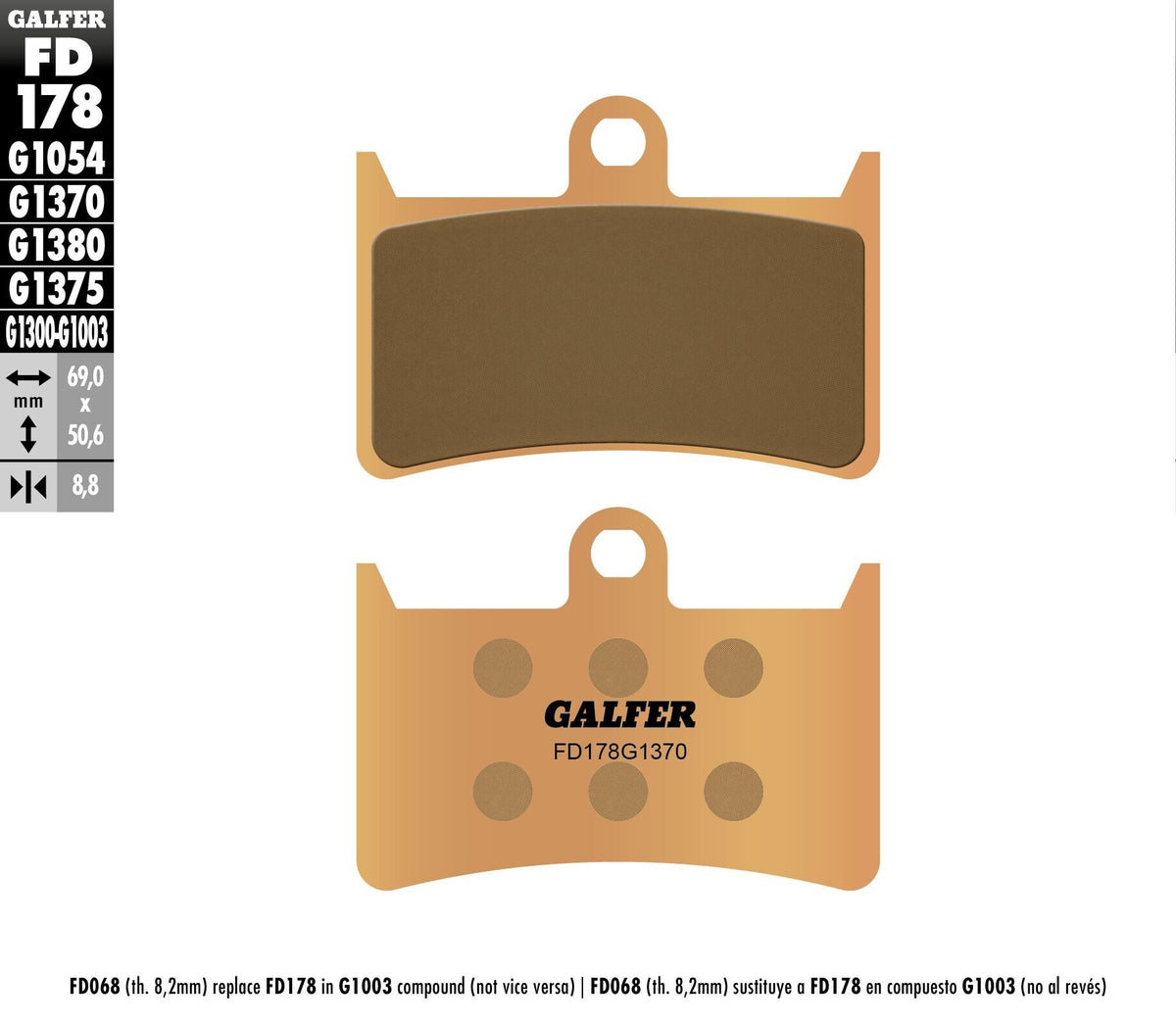 Galfer HH Sintered Brake Pads — Compound 1370 — manufacturer catalog photo
