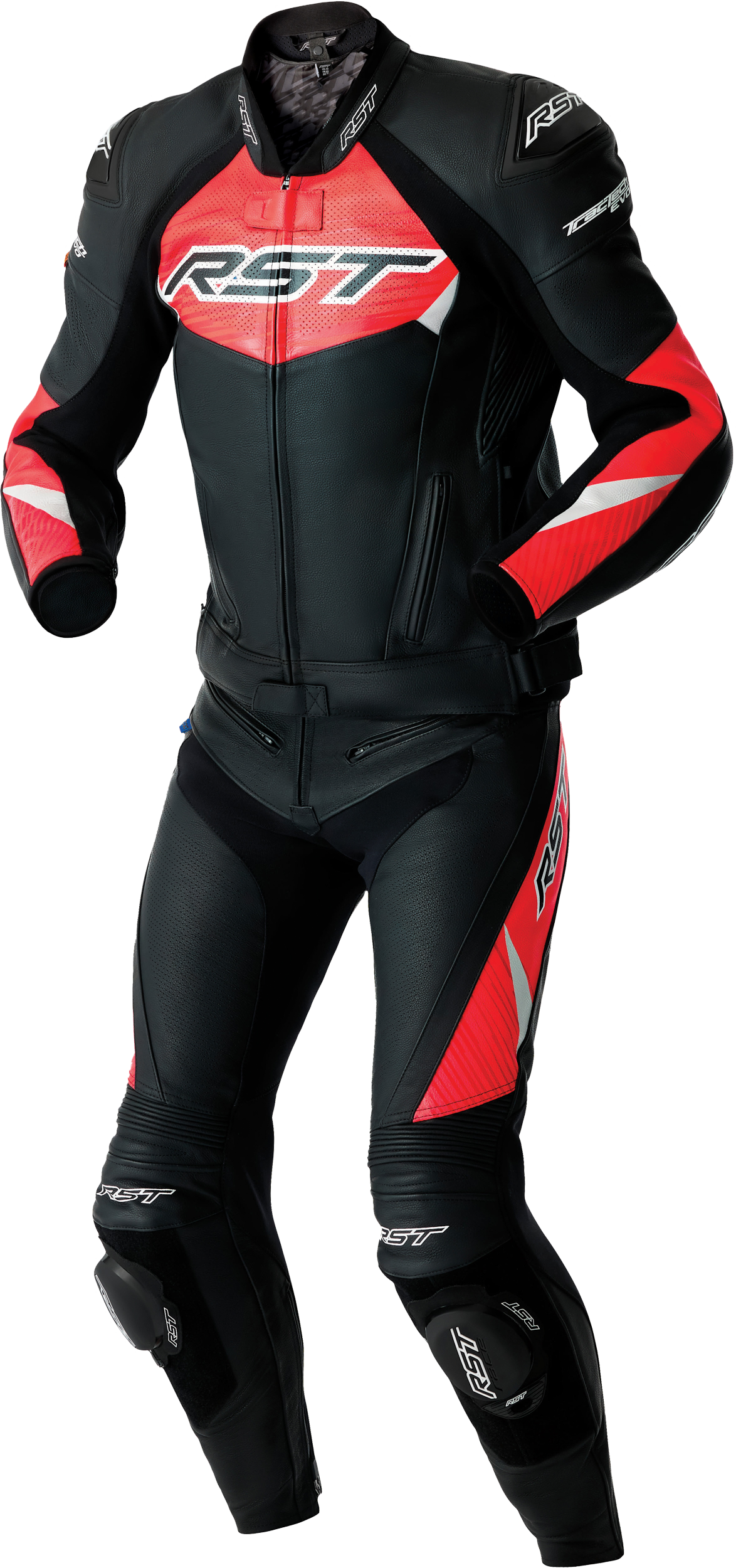 TRACTECH EVO D3O JACKET BLK/FLO RED LEATHER