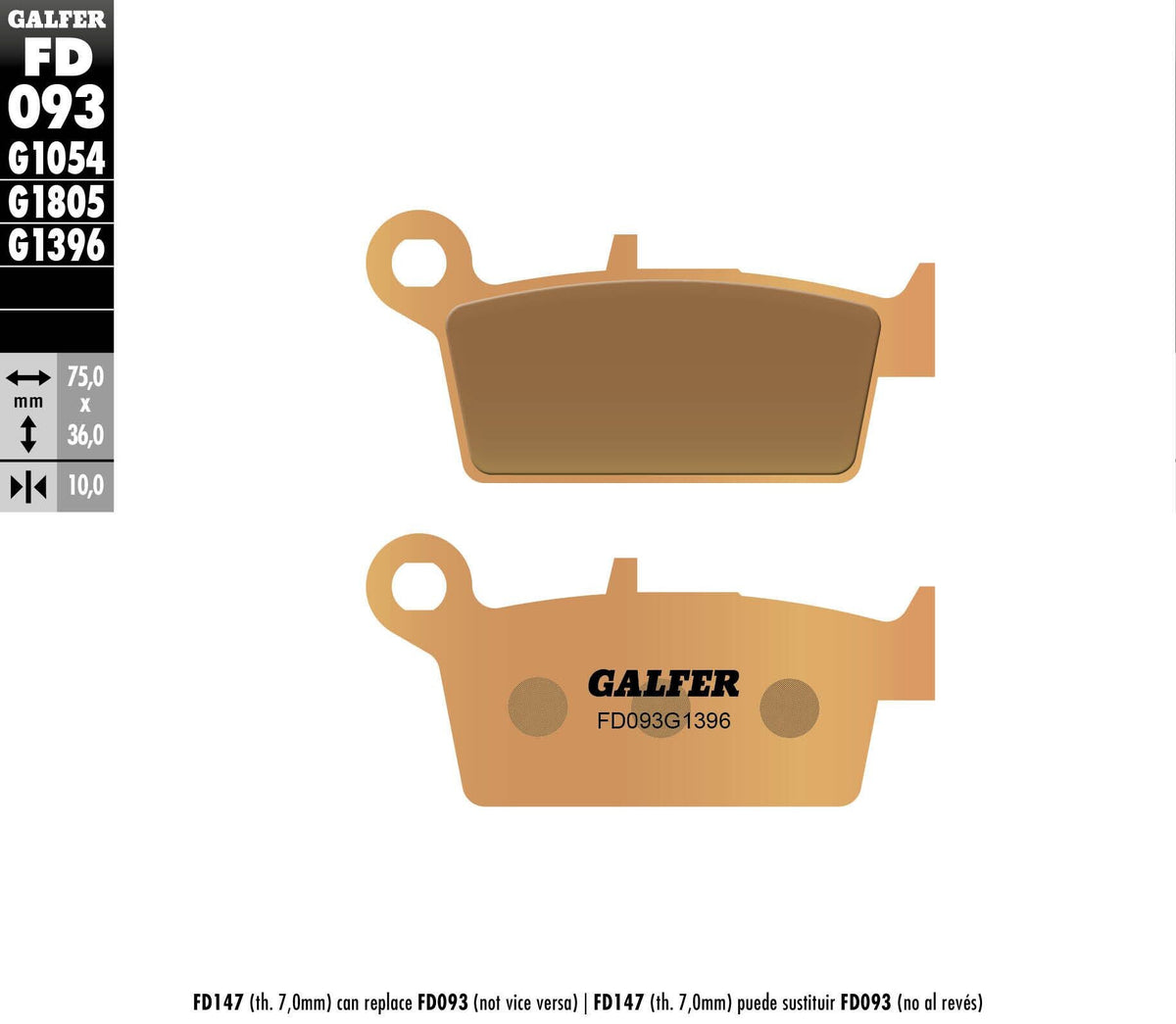 Galfer HH Sintered Brake Pads — Compound 1396 — manufacturer catalog photo