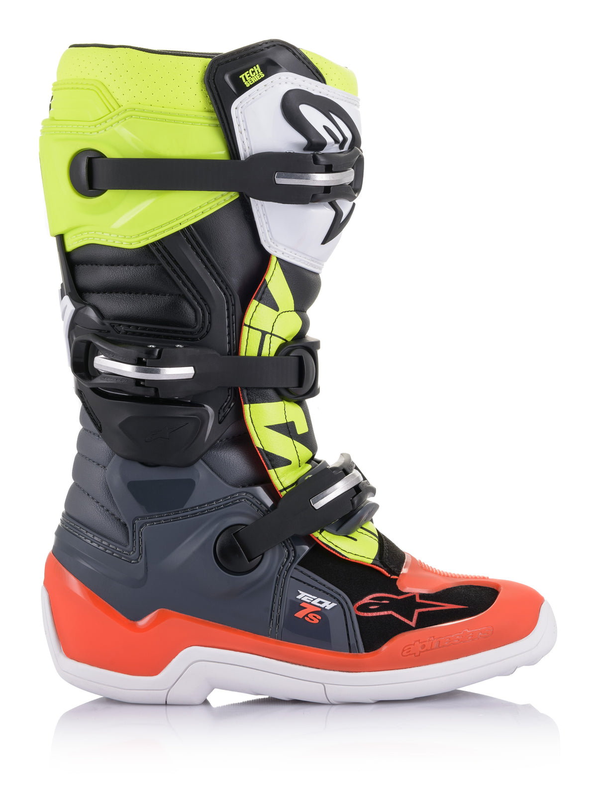 TECH 7S BOOTS DARK GREY/ RED FLUO/YELLOW FLUO