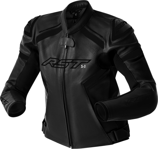 WOMENS S1 D3O LEATHER JACKET BLACK/BLACK