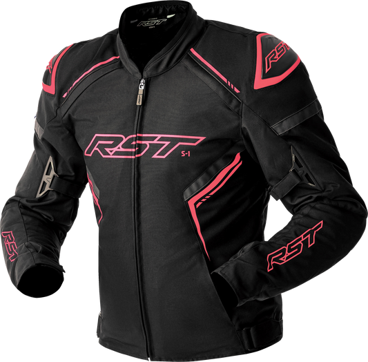 WOMENS S1 D3O TEXTILE JACKET BLK/FLO PINK