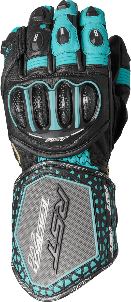 WOMENS TRACTECH EVO 4 CE GLOVE BLACK/AQUA/GREY LEATHER