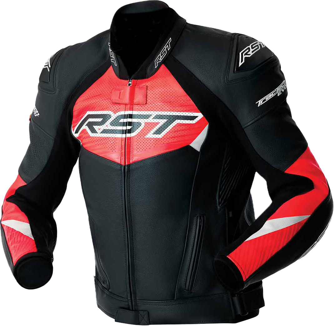 TRACTECH EVO D3O JACKET BLK/FLO RED LEATHER